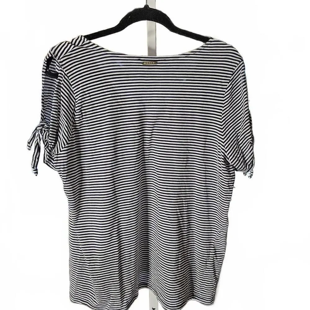 Michael Kors Striped Women's Top with Tie Sleeve Detail XL
